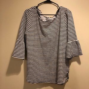 Green Envelope 3/4 length sleeve striped crewneck shirt size 1X